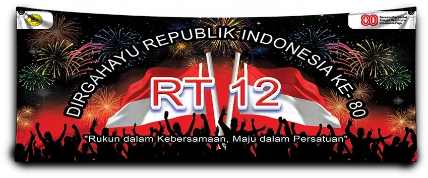 Banner celebrating Indonesia’s 80th Independence Day — RT 12