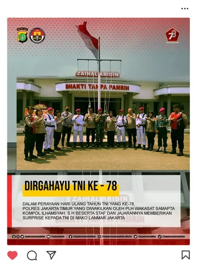 Post celebrating the 78th anniversary of the Indonesian National Armed Forces
