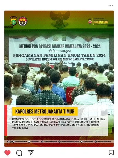 Post featuring the East Jakarta Metro Police Chief